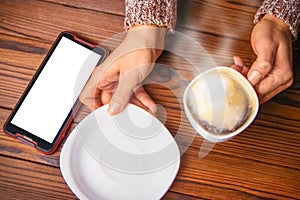 A female hands and coffee