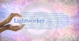 The healing hands of a Lightworker word cloud photo