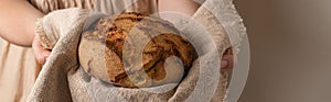 Female hands with fresh Traditional Portuguese Corn Bread