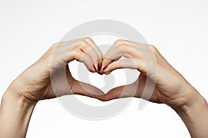 Female hands with a heart shape sign