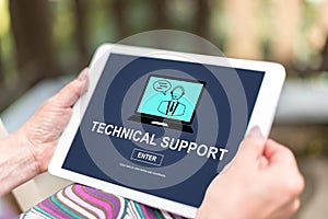 Technical support concept on a tablet