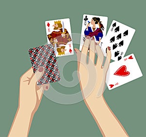 Female hands laying out the playing cards