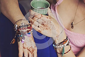 Female hands with mehndi