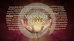 Massage heals word tag cloud photo