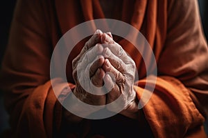 female hands together prayer to god, repentance generative ai