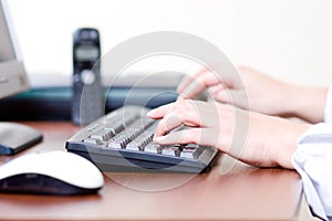 Female hands typing