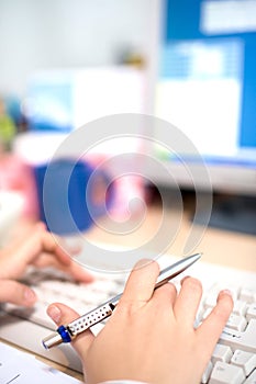 Female hands typing