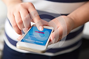 Female hands using mobile banking