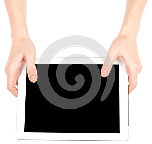 Female hands using tablet
