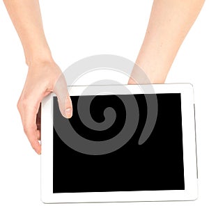 Female hands using tablet