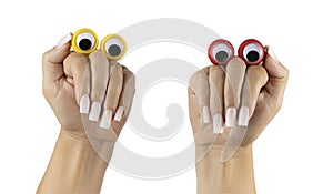 Female hands on white background