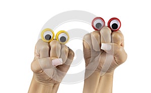 Female hands on white background