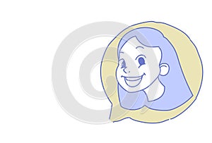 Female head chat bubble profile icon woman avatar support service call center concept sketch doodle character portrait