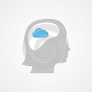 Female head and cloud. Vector illustration, flat design