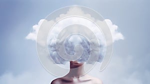 Female Head in the clouds