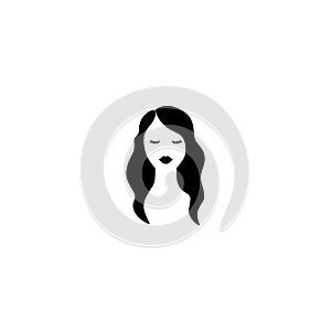 Female head with haircut silhouette black vector.