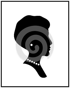 Female head with jewelry profile silhouette, vector