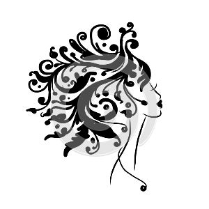 Female head silhouette for your design