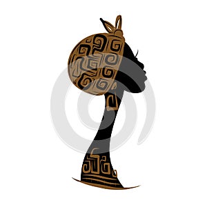 Female head silhouette for your design, ethnic