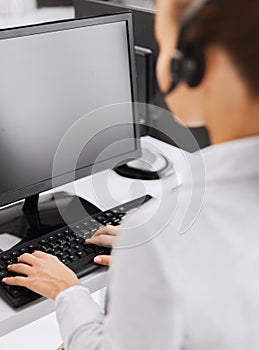 Female helpline operator