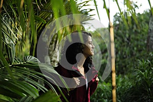 female hiker exploring wilderness