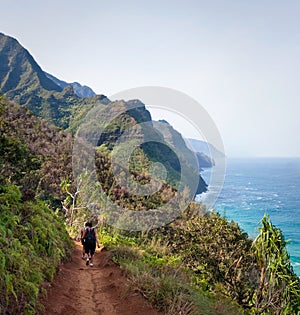 Female Hikers on Kalalau Trail Kauai