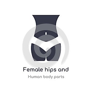 female hips and waist outline icon. isolated line vector illustration from human body parts collection. editable thin stroke