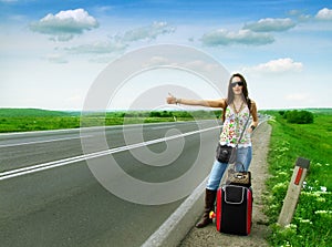 Female hitch-hiker