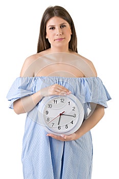 Female Holding a Clock