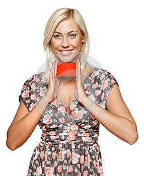 Female holding empty credit card