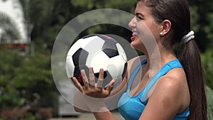 Female Holding Soccer Ball