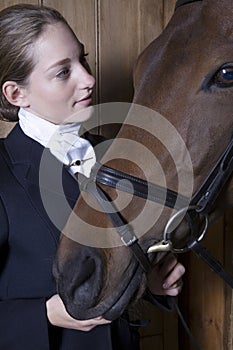 Female Horseback Rider With Horse