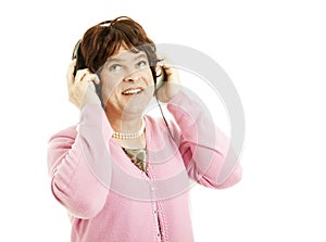 Female Impersonator with Headphones