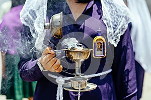 Female incense burners following the procession of the Lord of Miracles every October