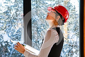 Female inspector during air inspection