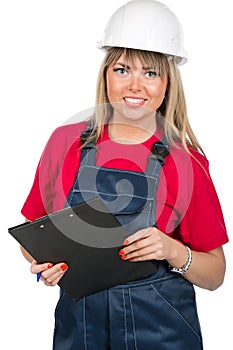 Female inspector with notebook