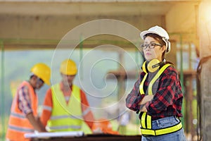 Female inspectors  at construction site