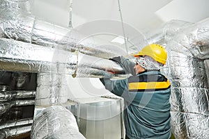 Female insulation worker photo