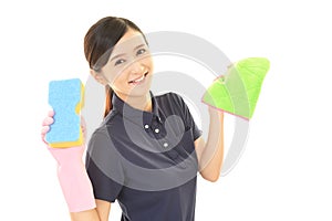 A female Janitorial cleaning service