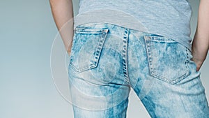 Female jeans seductive shape blue denim