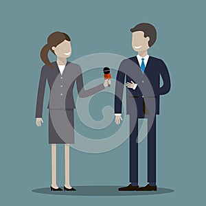 Female Journalist Interviewing Businessman