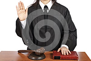Female judge taking oath photo