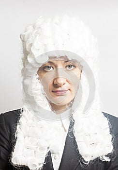 Female judge wearing a wig