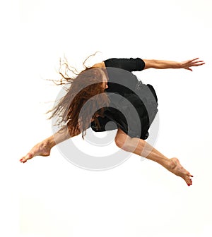 Female jumping isolated