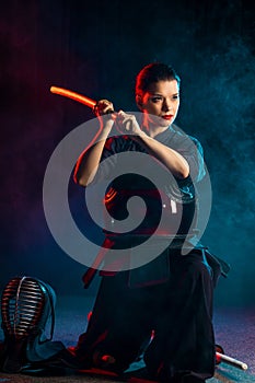 Female keen on kendo activity