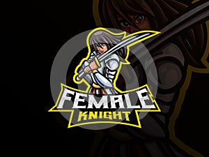 Female knight mascot vector illustration