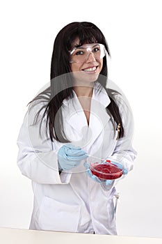 Female in laboratory