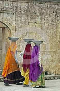 Female Laborers in Colorful Sari's