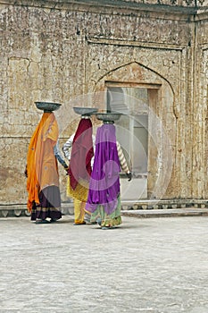 Female Laborers in Colorful Sari's