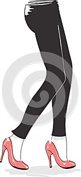 Female Legs and Heels Fashion Style Illustration